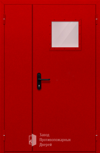 Фото двери «Полуторная со стеклопакетом (красная)» в Омску