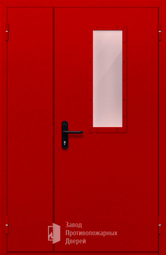 Фото двери «Полуторная со стеклом (красная)» в Омску