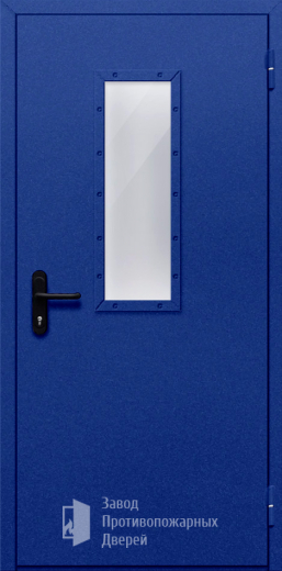 Фото двери «Однопольная со стеклом (синяя)» в Омску