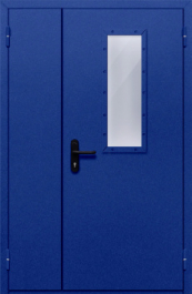 Фото двери «Полуторная со стеклом (синяя)» в Омску