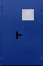 Фото двери «Полуторная со стеклопакетом (синяя)» в Омску
